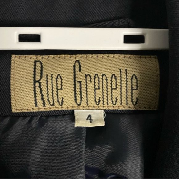 Rue Grenelle Women's Vintage Navy Double Breasted Wool Coat - Picture 5 of 9